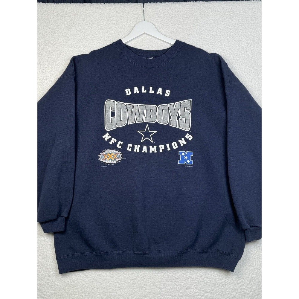 VTG 1996 Dallas Cowboys NFC Champions Sweatshirt Nutmeg XXL - Super Bowl XXX - Picture 2 of 14